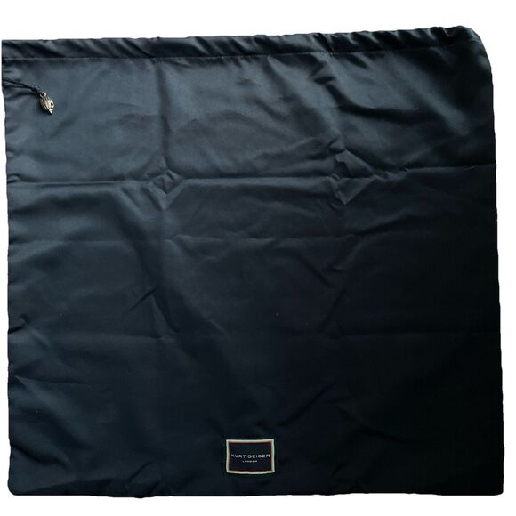 NEW KURT GEIGER LONDON CHELSEA 14” L LEATHER SHOPPER TOTE BAG & POUCH Black - Picture 7 of 8